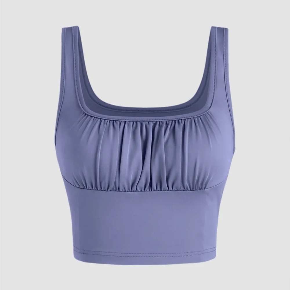 SOLID RUCHED CAMI CROP TOP